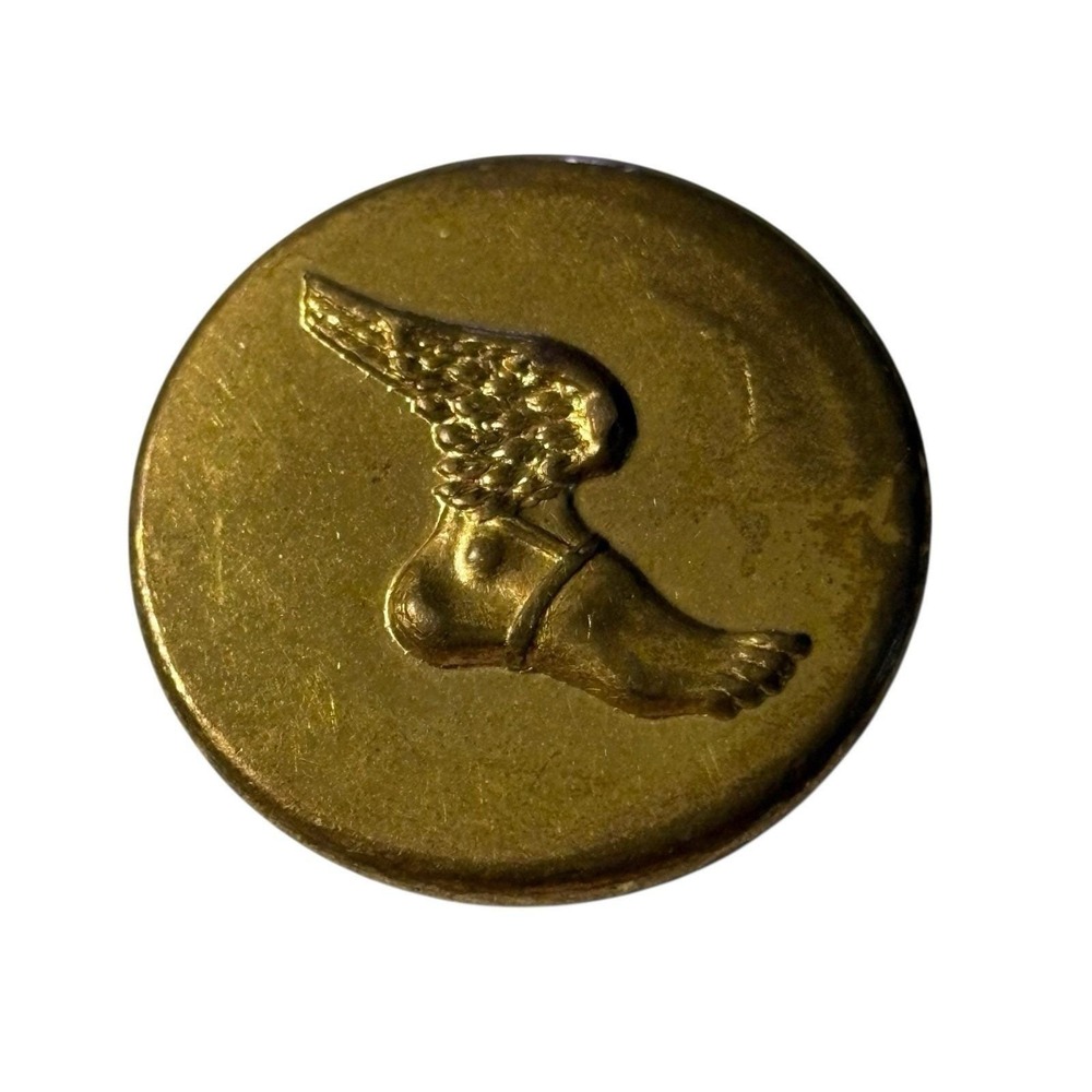 VTG Winged Foot Waterbury Button Co Buttons Brass Military Uniform Conn Set Of 2 - Picture 3 of 10